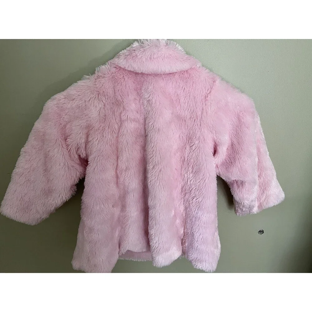 CachCach Toddler Girls Faux Fur Coat Pink Button Up Size 2T